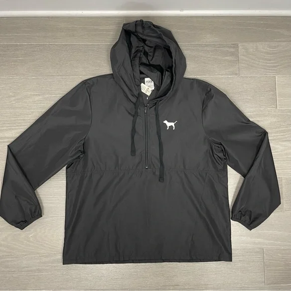 Pink Victoria's Secret Anorak Raincoat Pullover Windbreaker Rain Jacket Hoodie L - Picture 9 of 10